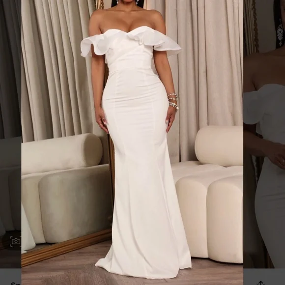Fashion Nova -Special Feelings Maxi Dress-Ivory Fashion Nova -Special Feelings Maxi Dress-Ivory